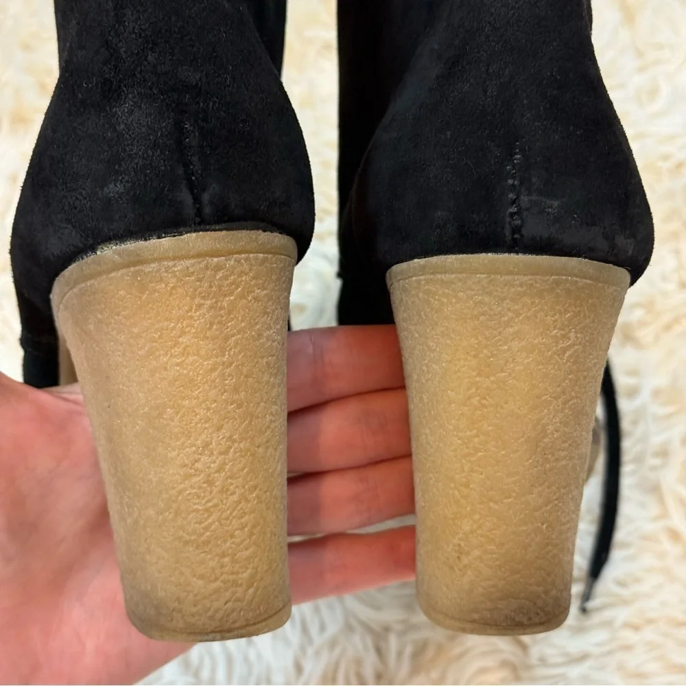 J. Crew MacAlister High Heel Black Suede Ankle Boot Size 9 with ties